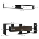 HOMCOM TV Cabinet with Wall Shelf for Wall-Mounted 65" TVs or Standing 40" TVs - Black and Dark Brown