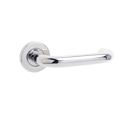 Orbit 19mm Door Handle on 8mm Sprung Rose Grade 304 Polished Stainless Steel
