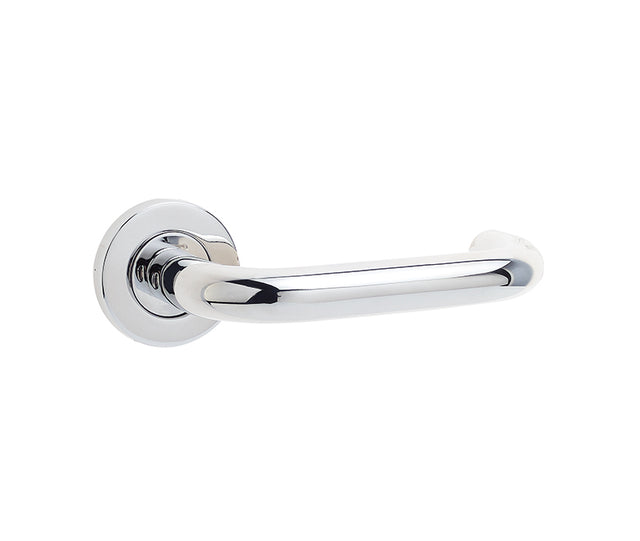 Orbit 19mm Door Handle on 8mm Sprung Rose Grade 304 Polished Stainless Steel