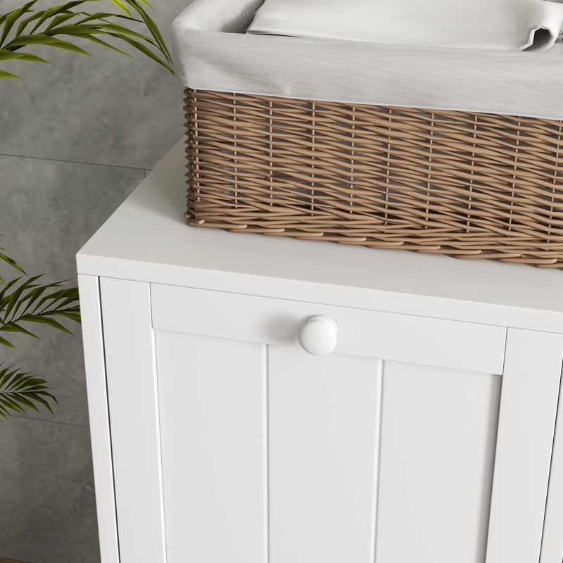 kleankin Double Hamper Laundry Storage Cabinet - White