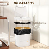 HOMCOM 15L Sensor Bin, Automatic Touchless Kitchen Bin, Easy Clean, Battery Operated for Home Office, Bedroom, Bathroom, White