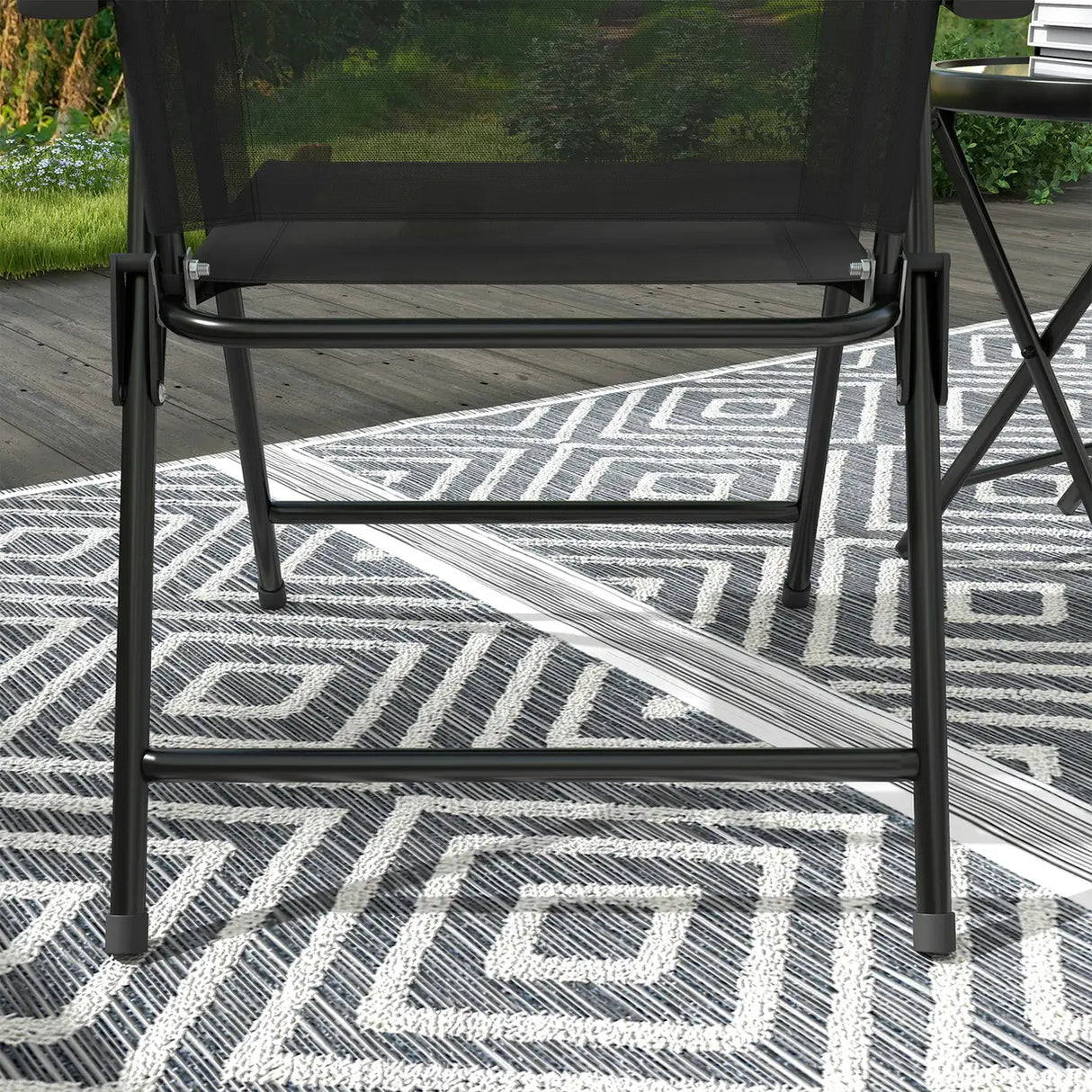 Outsunny Three-Piece Garden Seat Set, with Glass-Top Table - Black