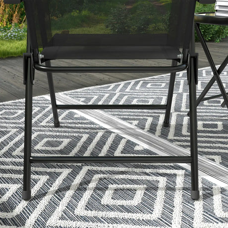 Outsunny Three-Piece Garden Seat Set, with Glass-Top Table - Black