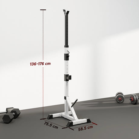 HOMCOM Weights Bar Barbell Rack Squat Stand Adjustable Portable Weight Lifting Max Load 200kg, Suitable For Home Gym Training Work Out