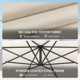 Outsunny 3 m Overhanging Cantilever Parasol, with Cross Base - Cream White