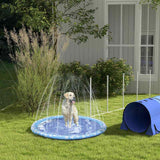 PawHut 170cm Splash Pad Sprinkler for Pets Dog Bath Pool Water Game Mat Toy Non-slip Outdoor Backyard Blue