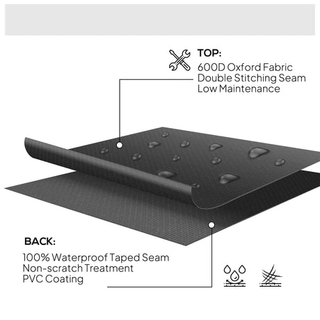 Outsunny Garden Patio Large Furniture Set Round Cover 600D Oxford Waterproof, 193 x 80H cm, Black