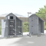 Outsunny Garden Outdoor Storage Shed 3 Shelves Tilt Roof w/ Firewood Rack Log Carrier, 129L x 51.5W x 180H cm
