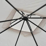 Outsunny 3 x 3(m) Garden Gazebo Patio Party Tent Shelter Outdoor Canopy Double Tier Sun Shade Metal Frame Netting Beige