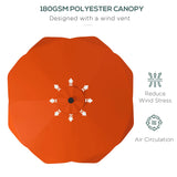 Outsunny Solar Patio Umbrella with LED and Tilt, Outdoor Market Table Umbrella Parasol with Crank, 3 x 3 (m), Orange