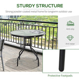 Outsunny 80 cm Round Garden Dining Table with Parasol Hole for 4, Outdoor Coffee Bistro End Side Table with Tempered Glass Top and Steel Frame for Patio, Porch, Black