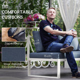 Outsunny Four-Piece L Shaped Garden Furniture Set with 5-Level Adjustable Lounger - Grey