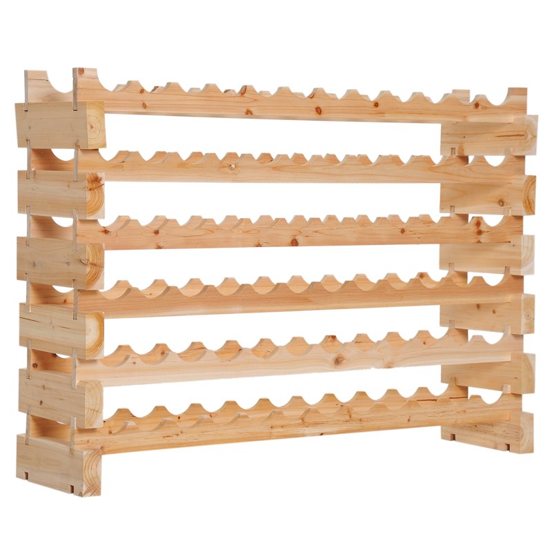 HOMCOM Six-Tier, 72 Bottle Wooden Wine Rack - Natural