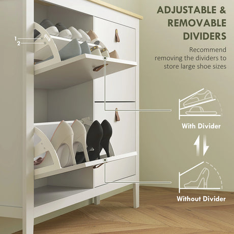 HOMCOM Modern Four-Drawer Shoe Cabinet - White