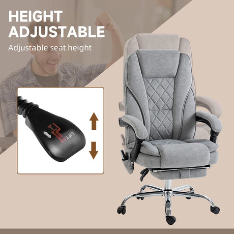 Vinsetto Massage Office Chair, Heated Reclining Computer Chair with Adjustable Height and Footrest, Grey