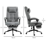 Vinsetto Office Chair with Footrest Ergonomic Office Chair with Armrests Lumber Support and Headrest Light Grey