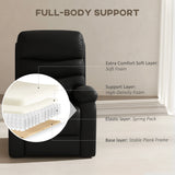 HOMCOM PU Leather Reclining Chair, Manual Recliner Chair with Padded Armrests, Retractable Footrest and Wood Frame, Black