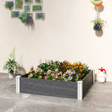 Outsunny Vinyl Raised Garden Bed Kit, 3 x 3 x 1ft Modular Elevated Garden Box with Slotting Legs and Open Bottom, Dark Grey