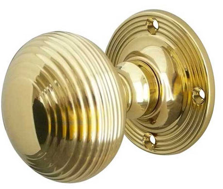 Jedo Reeded Mortice Door Knobs 53mm Polished Brass