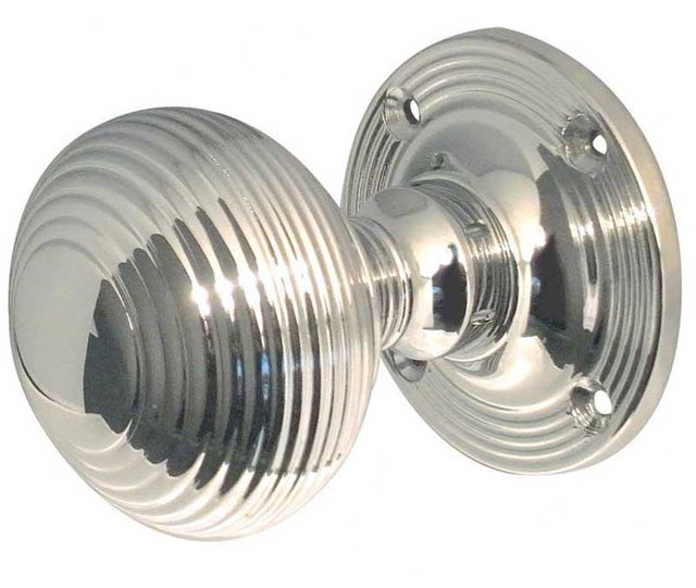 Jedo Reeded Mortice Door Knobs 53mm Polished Chrome