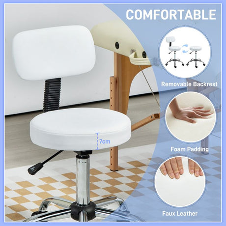 HOMCOM 360° Swivel Seat Salon Stool - White