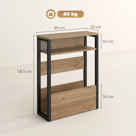 HOMCOM Industrial-Style Side Table - Black/Walnut Brown