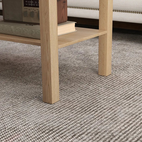 HOMCOM 2-Tier Coffee Table with Storage Shelf, Rectangular Centre Table for Living Room, Home Office, Natural Wood Finish