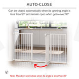 PawHut Dog Gate Stair Gate Pressure Fit Pets Barrier Auto Close for Doorway Hallway, 74-148cm Wide Adjustable, White