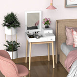 HOMCOM Dressing Table with Flip-up Mirror, Makeup Desk with 2 Drawers, Vanity Table Writing Desk for Bedroom Living Room, White