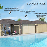 Outsunny 3 x 4m Hardtop Gazebo Canopy with Metal Roof, Aluminium Gazebo Permanent Pavilion with Netting and Curtains, Brown