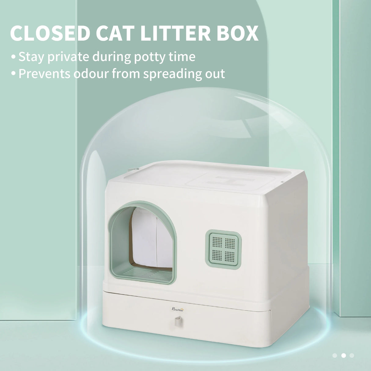PawHut Cat Litter Box, Hooded Cat Litter Tray, with Drawer Pan, Scoop, Deodorants