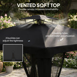 Outsunny 3 x 3 m Metal Gazebo, Garden Pavillion, Double Roof Outdoor Canopy Shelter with Mesh Sidewalls, Black