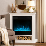 HOMCOM 1800W Adjustable Faux Flame Electric Fireplace - White