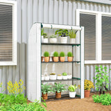 Outsunny Mini Greenhouse with Reinforced PE Cover, Portable Indoor Outdoor Green House with Roll-up Door, 170 x 120 x 50cm, White