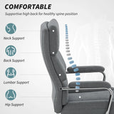 HOMCOM Executive Office Chair, Linen Fabric Computer Desk Chair with Double-Layer Back Cushion, Tilt Function, Height Adjustable for Home, Charcoal Grey