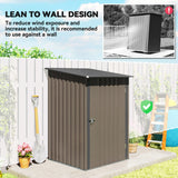 Outsunny Small Metal Garden Shed 3.3 x 3.4 Lean To Steel Garden Shed with Locking Door, Brown