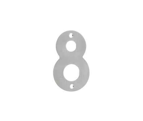 100mm Numerals SSS Finish 100mm Satin Stainless Steel No. 8