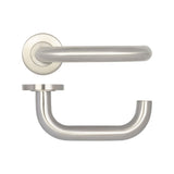 Orbit 19mm Door Handle on 8mm Sprung Rose Grade 201 Satin Stainless Steel