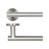 Atlanta Door Handles on Rose Grade 201 Satin Stainless Steel