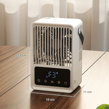 HOMCOM Portable Air Conditioner, 4-in-1 Mini Air Cooler with 3 Wind Speed, 2 Mist Mode, 7 Colour RGB Light, Black