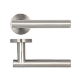 Atlanta Door Handles on Rose Grade 304 Satin Stainless Steel