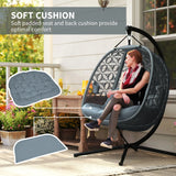 Outsunny Outdoor Double Hanging Chair with Cushion and Cup Holders, Charcoal Grey