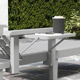 Outsunny Set of 2 Resin Reclining Sun Loungers for Garden, 5 Positions Adjustable Outdoor Chaise Lounge Chairs with Wood Texture Surface, Armrests, Foldable Side Table for Garden, Beach, Light Grey