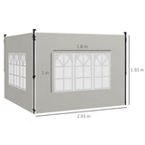 Outsunny Gazebo Side Panels, Sides Replacement with Window for 3x3(m) or 3x6m Gazebo Canopy, 2 Pack, White