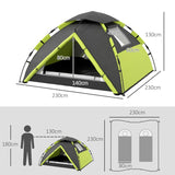 Outsunny Two-Man One Room Camping Tent, with Accessories - Green