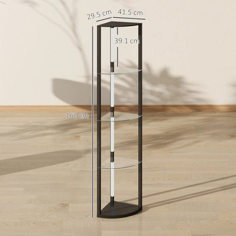 HOMCOM LED Floor Lamp with Shelves, Dimmable Standing Lamp with Foot Switch for Living Room, Bedroom, Black