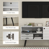 HOMCOM Duo Storage TV Unit, with Striped Door - White