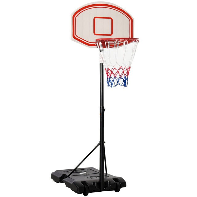 HOMCOM Portable Basketball Stand 175-215cm Adjustable Height Sturdy Rim Hoop w/ Large Wheels Stable Base Net Free Standing