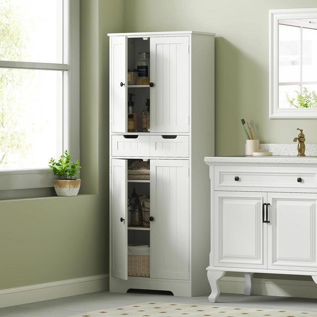 HOMCOM Tall Bathroom Storage Cabinet - White