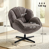 HOMCOM Modern Wingback Accent Chair, Velvet Armchair with Four-Star Base, S-Springs, Swivel, Grey